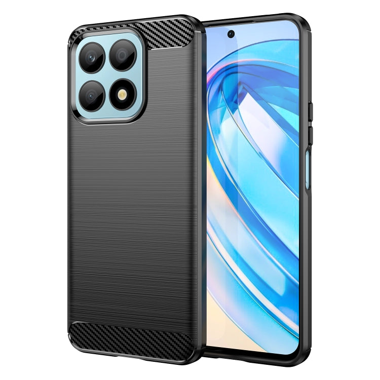 Brushed TPU phone case with carbon fiber-style corner trim, dark blue, for Honor X8a