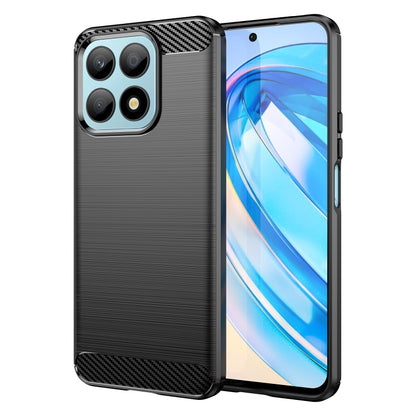 Brushed TPU phone case with carbon fiber-style corner trim, dark blue, for Honor X8a