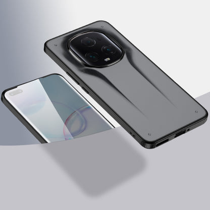 Matte black hard phone case with raised camera cutout and textured grip lines