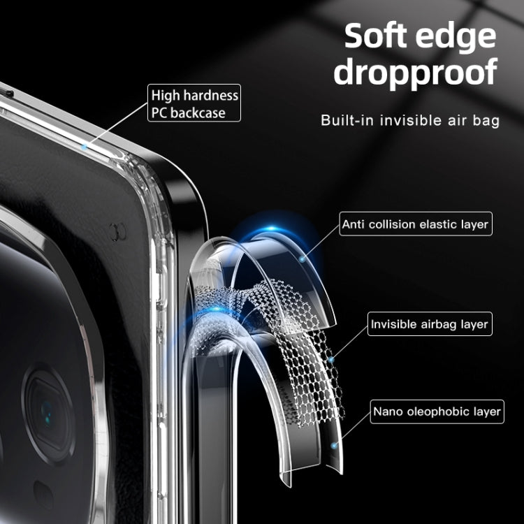 Transparent hard phone case close-up with reinforced shockproof edge