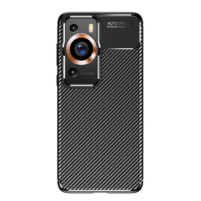 Black carbon-fiber textured TPU phone case with raised camera panel cutout.