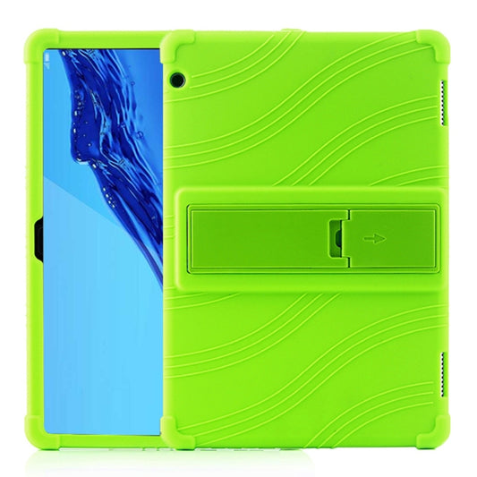 Green silicone tablet protective case with built-in invisible bracket and kickstand