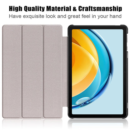 Rose gold three-fold tablet case with textured panels and front stand