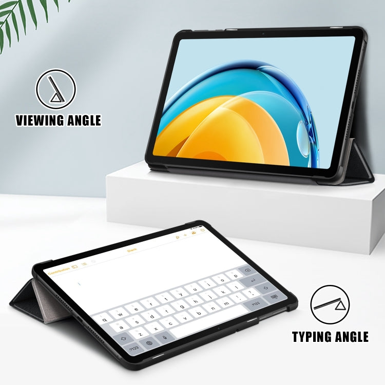 Black three-fold tablet case with stand in typing viewing angle