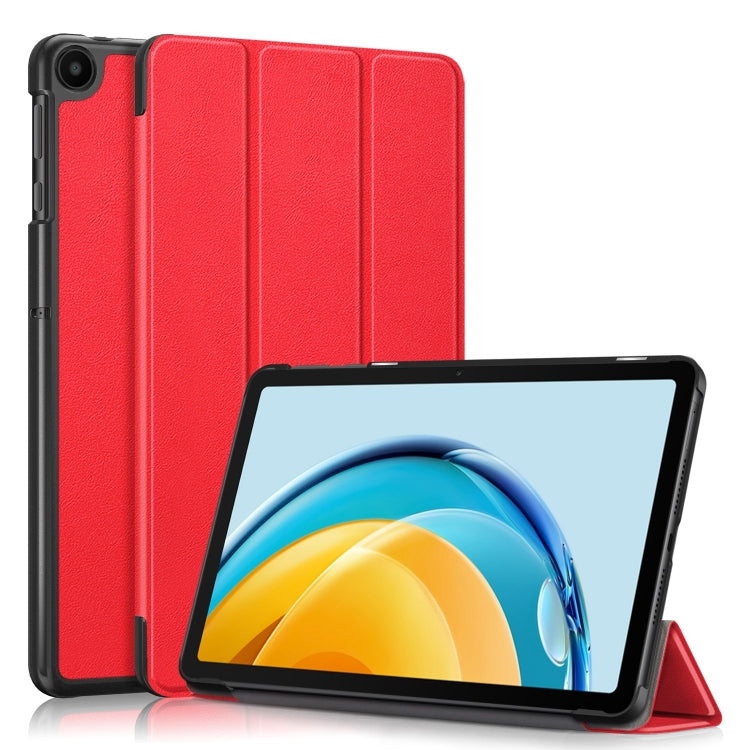 Red 3-fold leather tablet case with built-in viewing stand