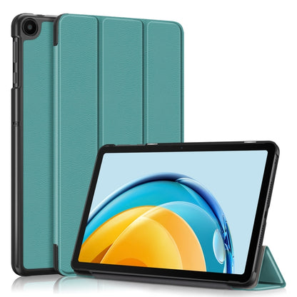 Teal 3-fold leather tablet case with folio cover and viewing stand