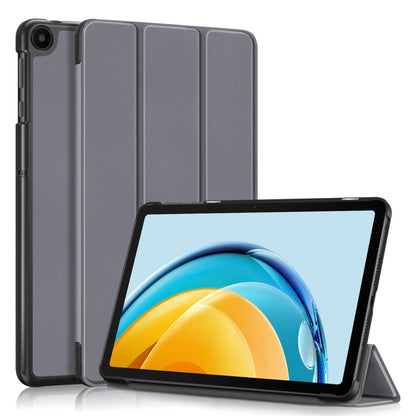 Grey 3-fold leather tablet case with built-in viewing stand