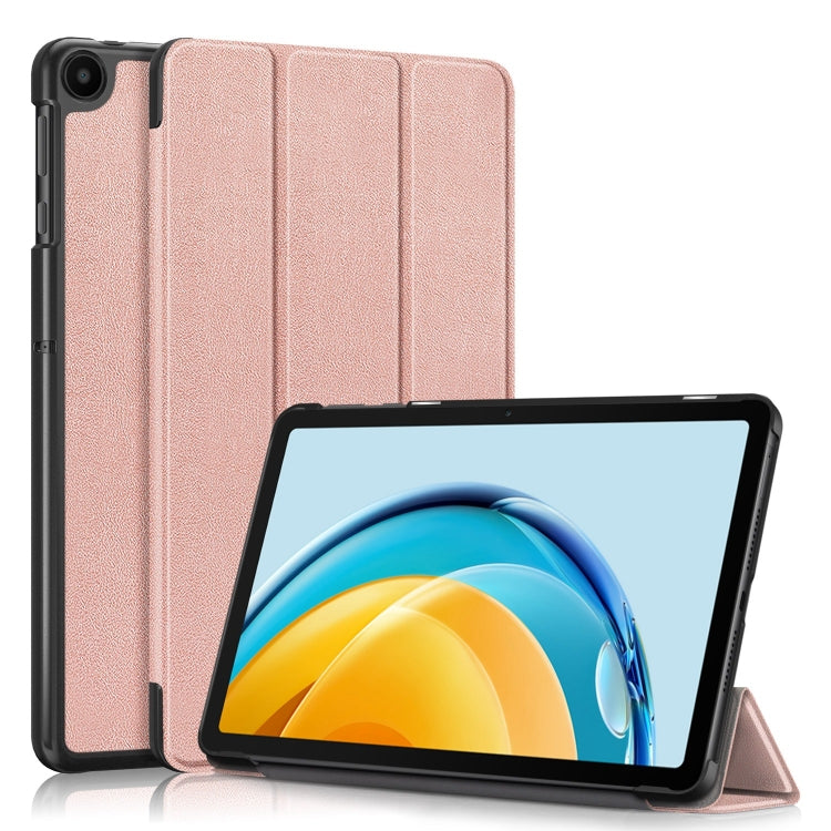 Rose gold 3-fold leather tablet case with folio cover and viewing stand