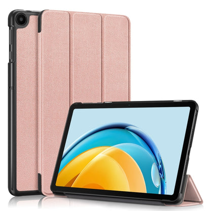 Rose gold 3-fold leather tablet case with folio cover and viewing stand