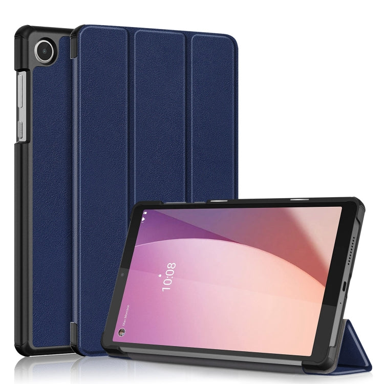 Dark blue 3-fold leather tablet case with built-in viewing stand