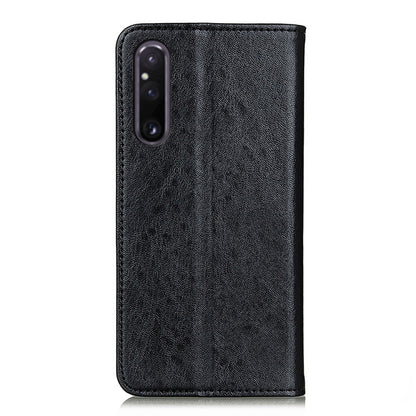 Black textured leather phone case with camera cutout on the back