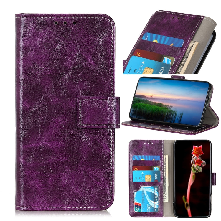 Purple crazy horse texture flip leather phone case with card slots and stand