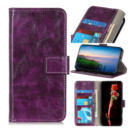 Purple crazy horse texture flip leather phone case with card slots and viewing stand