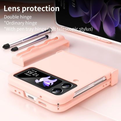 Pink rugged flip phone case with stylus tray and lens-protecting frame