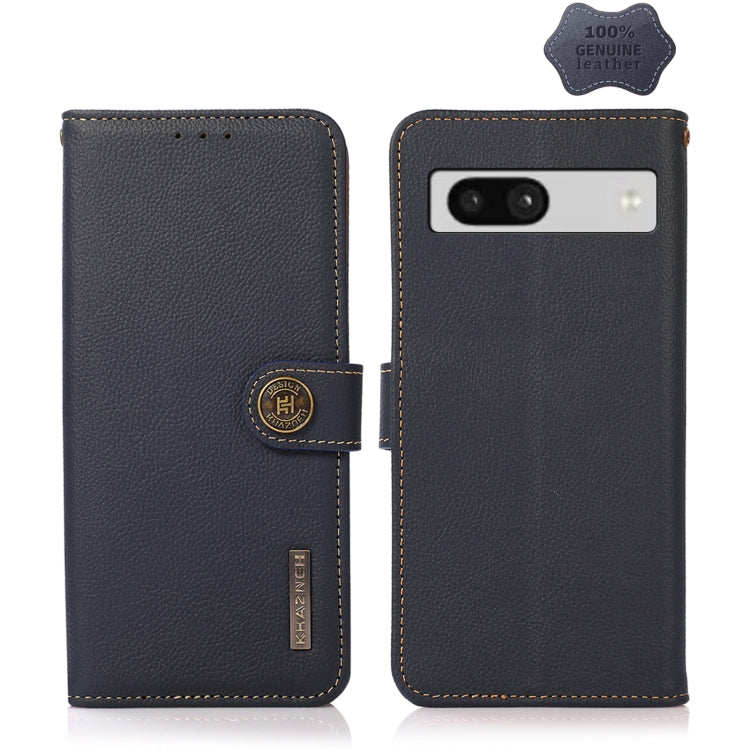 KHAZNEH Custer Texture RFID Genuine Leather Phone Case, For Google Pixel 7A, For Xiaomi Redmi Note 12 4G Global