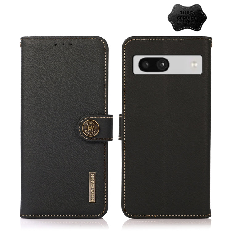 KHAZNEH Custer Texture RFID Genuine Leather Phone Case, For Google Pixel 7A, For Xiaomi Redmi Note 12 4G Global