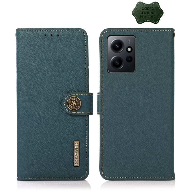 KHAZNEH Custer Texture RFID Genuine Leather Phone Case, For Google Pixel 7A, For Xiaomi Redmi Note 12 4G Global