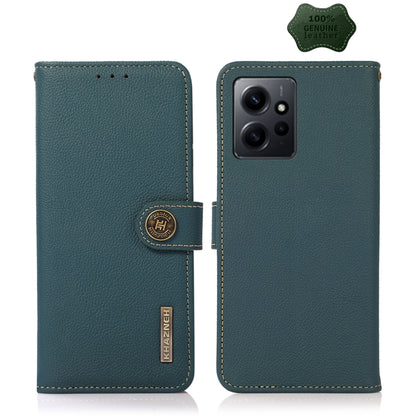 KHAZNEH Custer Texture RFID Genuine Leather Phone Case, For Google Pixel 7A, For Xiaomi Redmi Note 12 4G Global