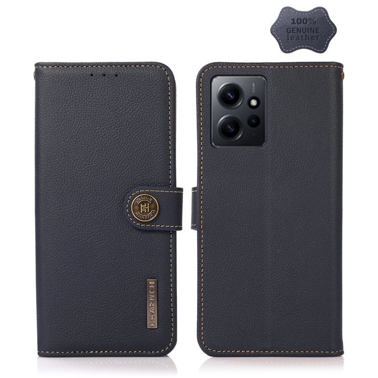 KHAZNEH Custer Texture RFID Genuine Leather Phone Case, For Google Pixel 7A, For Xiaomi Redmi Note 12 4G Global