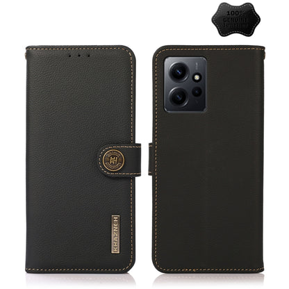 KHAZNEH Custer Texture RFID Genuine Leather Phone Case, For Google Pixel 7A, For Xiaomi Redmi Note 12 4G Global