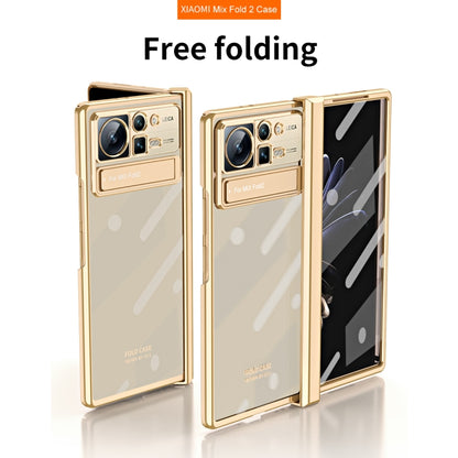 Gold foldable transparent phone case with hinge and camera cutouts