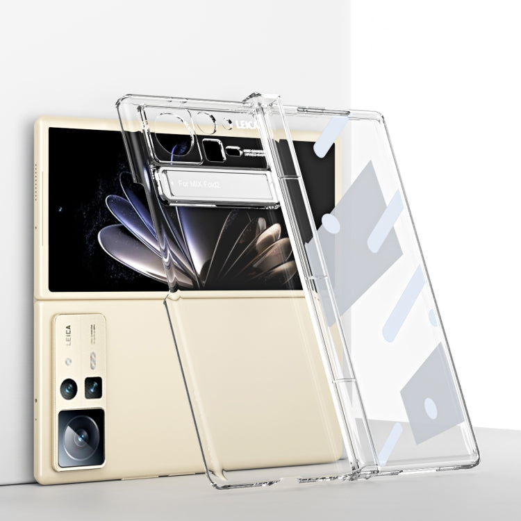 Transparent folding phone case with hinge and built-in stand for Xiaomi Mix Fold 2
