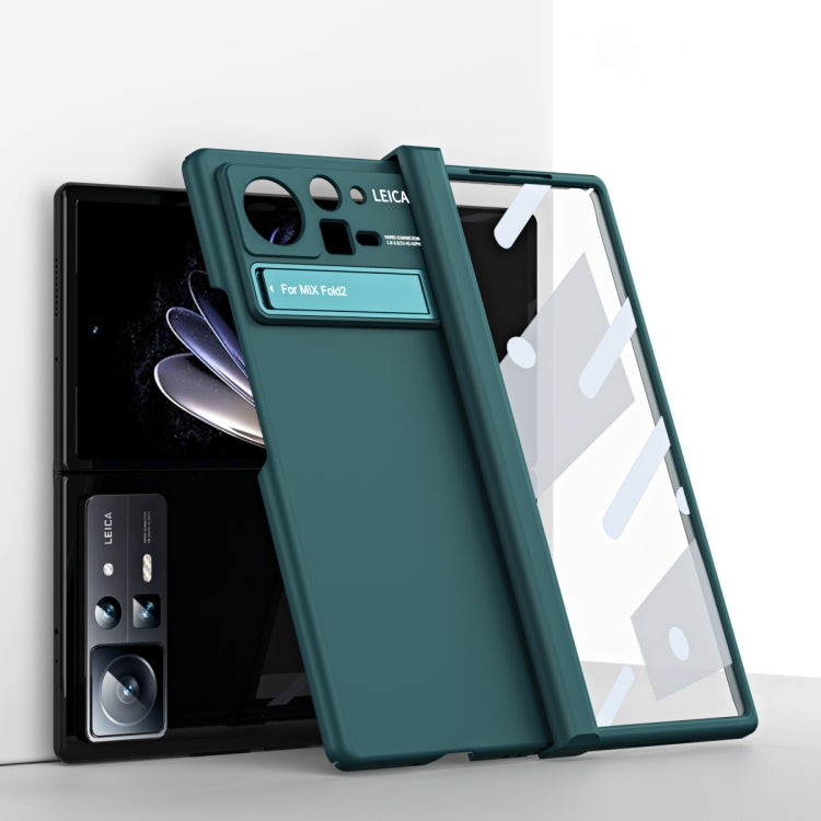 Dark green folding phone case with hinge and built-in stand for Xiaomi Mix Fold 2