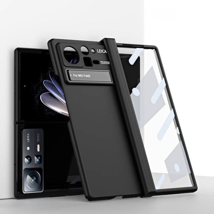 Black folding phone case with hinge and built-in stand for Xiaomi Mix Fold 2