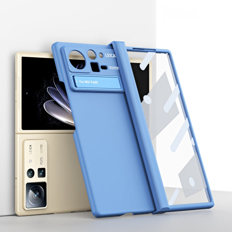Blue folding phone case with hinge and built-in stand for Xiaomi Mix Fold 2