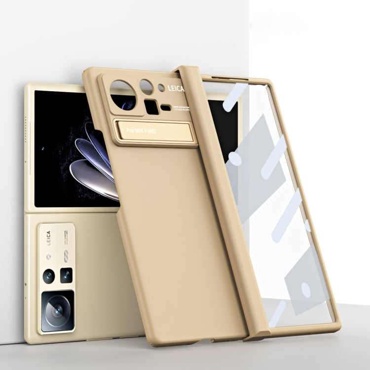 Gold folding phone case with hinge and built-in stand for Xiaomi Mix Fold 2
