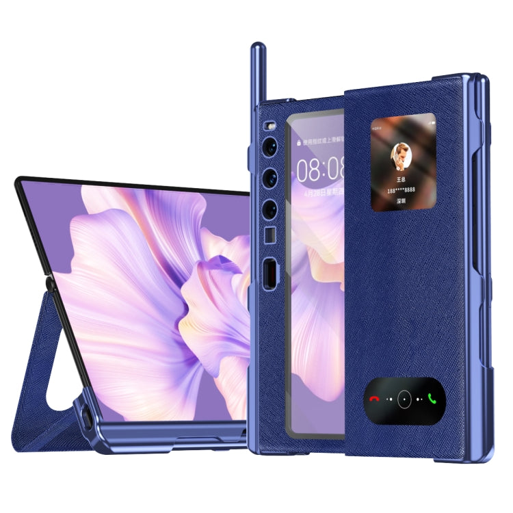 Blue phone case with built-in stand for Huawei Mate Xs 2, textured back