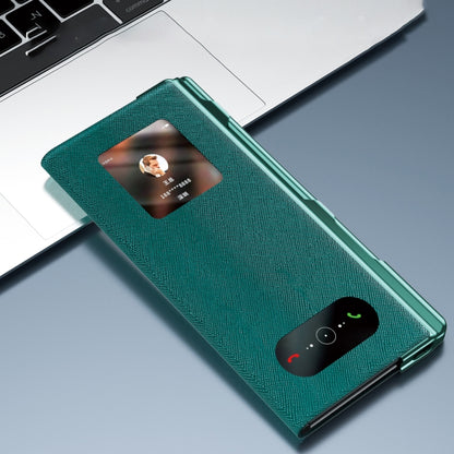 Green phone case with textured back and camera cutouts for Huawei Mate Xs 2