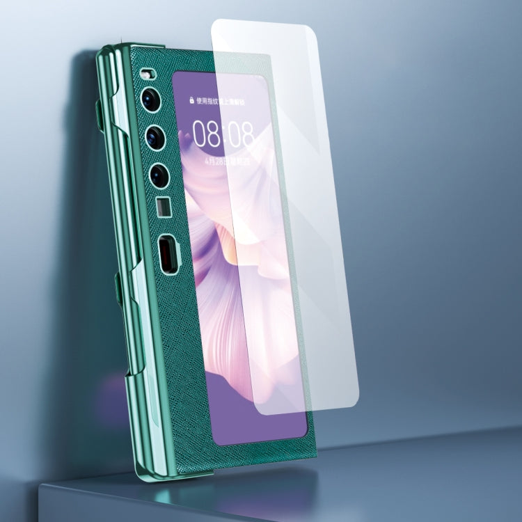 Green phone case for Huawei Mate Xs 2 with screen protector film and camera cutouts