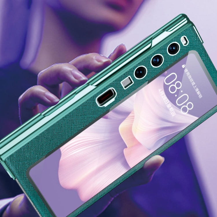 Green Huawei Mate Xs 2 phone case close-up, camera cutouts and textured back
