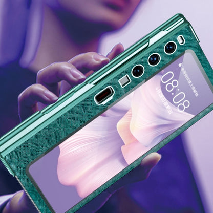 Green Huawei Mate Xs 2 phone case close-up, camera cutouts and textured back