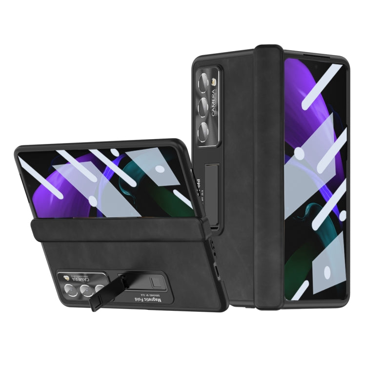 All-inclusive fold phone case with Napa texture, black with protective stand