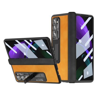 All-inclusive fold phone case with Napa texture, orange with card slot cover