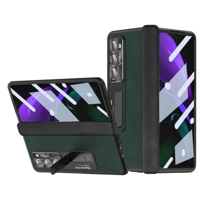 All-inclusive fold phone case with Napa texture, dark green