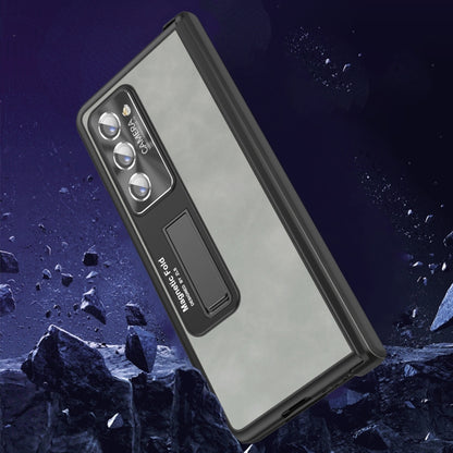 Black all-inclusive folding phone case with camera cutouts and textured edge