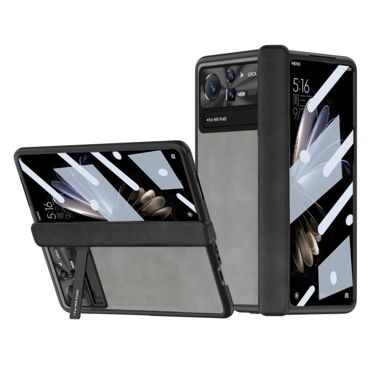 All-inclusive fold phone case with Napa texture, light gray with camera cutouts