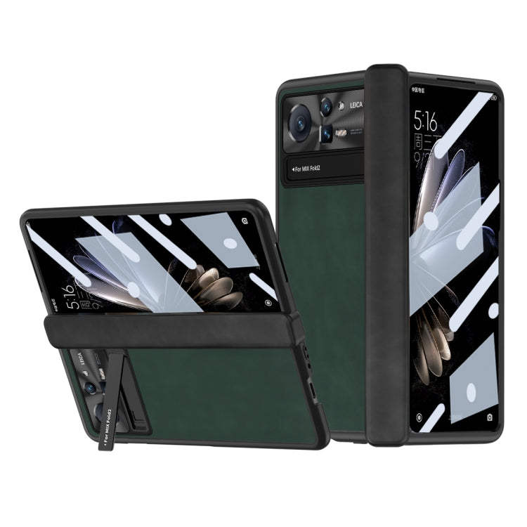 Folding phone case with textured cover and camera cutouts, green color for foldable phones.