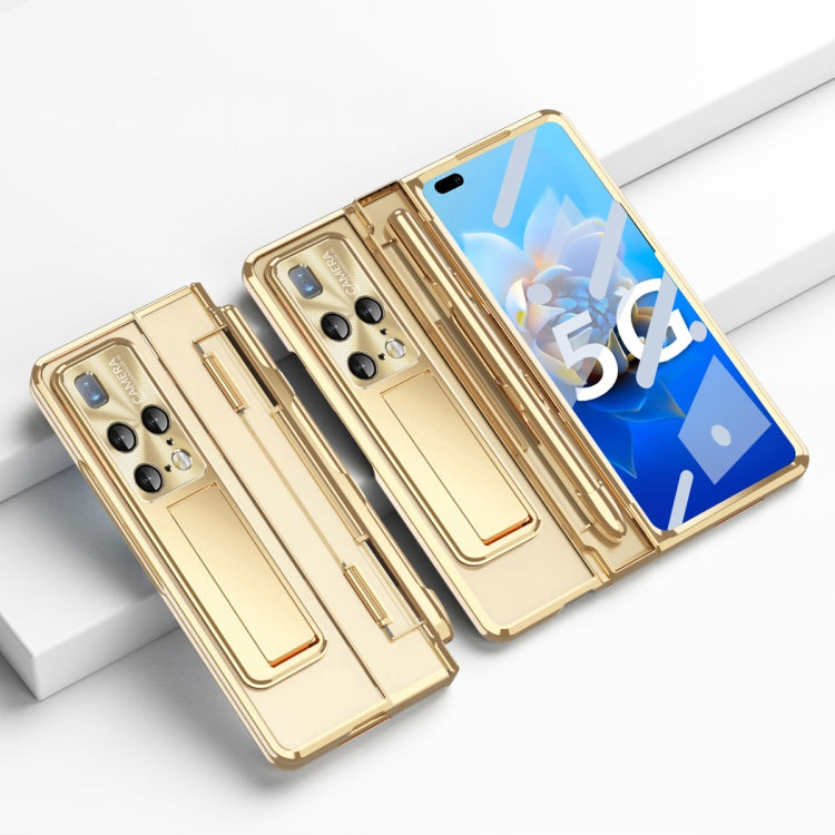 Champagne gold folding phone case with stylus slot and camera cutouts for Huawei Mate X2
