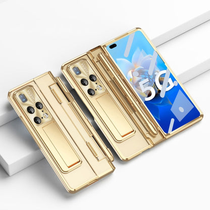 Champagne gold folding phone case with stylus slot and camera cutouts for Huawei Mate X2