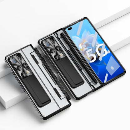 Black folding phone case with stylus slot and camera cutouts for Huawei Mate X2