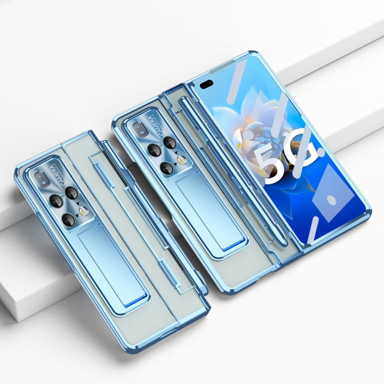 Light blue folding phone case with stylus slot and camera cutouts for Huawei Mate X2