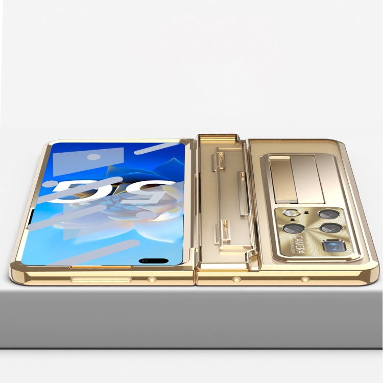 Gold folding phone case with stylus compartment and camera cutout panel for Huawei Mate X2