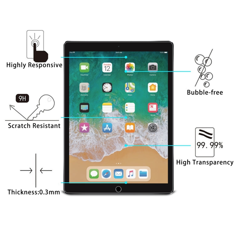 Tablet tempered glass screen protector showing scratch resistance and high clarity