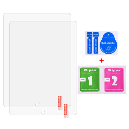 Tempered tablet screen protector 2-pack with cleaning wipes and dust-absorber stickers