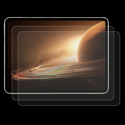 Tempered tablet screen protector glass film overlay on tablet, clear protective layer