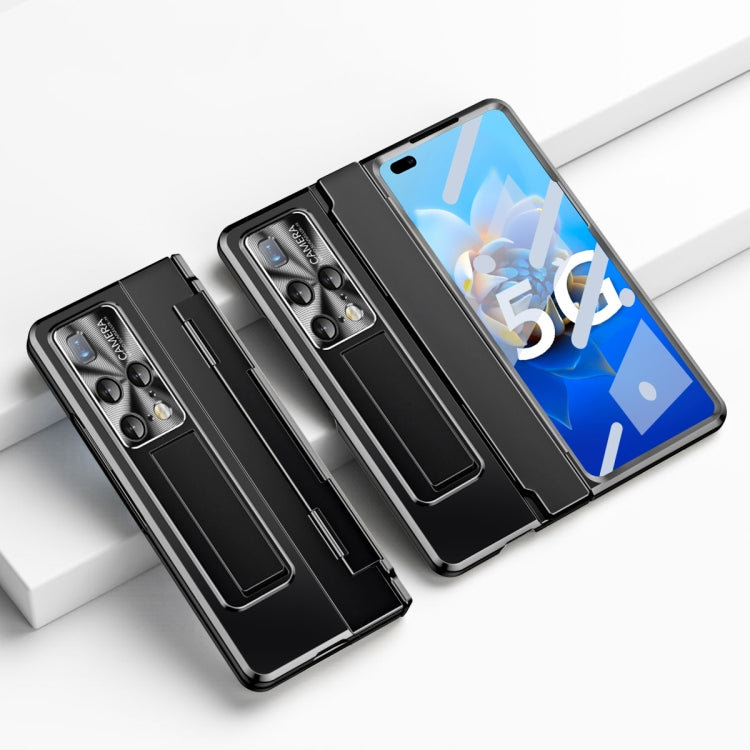 Black foldable phone case with hinge, integrated back cover for folding phones